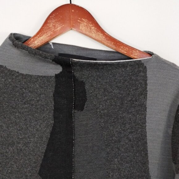 Ozai N Ku Camo Fleur Artisan Top Size 2XL Gray Clouds Boho Artsy Patchwork - Picture 3 of 11